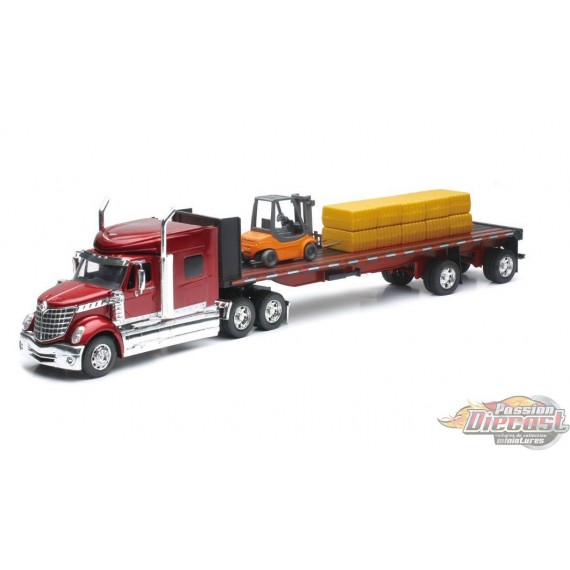 INTERNATIONAL LONE STAR HAULER WITH FORKLIFT AND HAY BALES Newray 1/32  NR-10393  Passion Diecast 