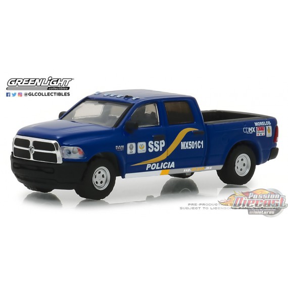 2017 Ram 2500 - Mexico City, Mexico Policia, Hot Pursuit 30  Greenlight  1-64 42870 F  Passion Diecast 