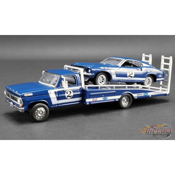 DAN GURNEY - FORD F-350 RAMP TRUCK WITH no2 1969 TRANS AM MUSTANG  - Acme Exclusive 51268  Passion Diecast 