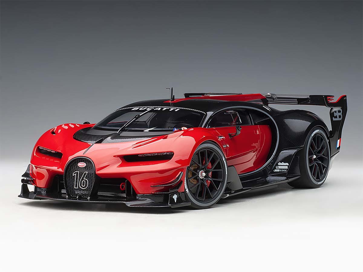 Bugatti Vision Gran Turismo Rouge Italien Avec Carbone Noir 1 18 Autoart 709 Passion Diecast