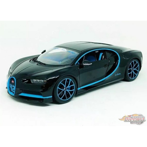 Bugatti Chiron Black with blue stripe - 1:18 Bburago - 18-11040 BK-42