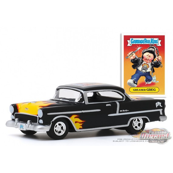 Greaser Greg - 1955 Chevrolet Bel Air with Flames - Garbage Pail Kids Series 2,   1-64 greenlight - 54030 A  - Passion Diecast