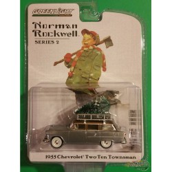 Chevrolet 210 Townsman 1955 avec arbre de Noël Accessoire  - Norman Rockwell  2 - 1-64  GREEN MACHINE 54020 BGR