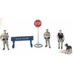 Sheriff  6 piece Diecast Set - 4 Figurines and  Accessories -  American Diorama 1-64 - 38403