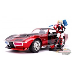 Corvette Stingray 1969 avec la figurine de Harley Quinn -  Jada 1/24 -31196  - Passion Diecast 