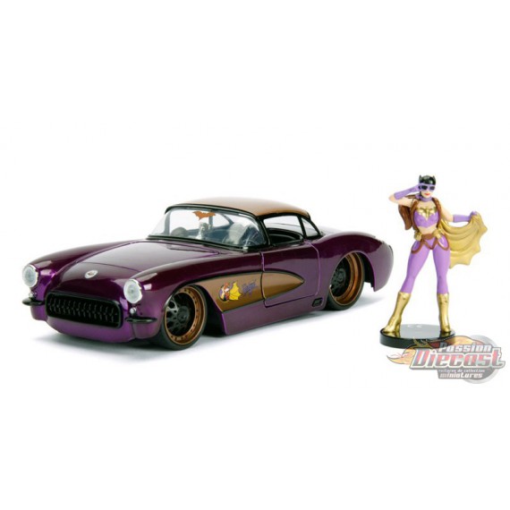 Chevrolet Corvette de 1957 avec la figurine de Batgirl -  Jada 1/24 -30457  - Passion Diecast 