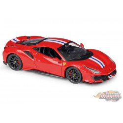 Ferrari 488 Pista avec bande blanche et bleue - Bburago 1:24 - 18-26026 - RD - Passion Diecast 