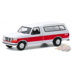 1994 Ford F-150 XLT with Camper Shell in Red and White  - Blue Collar  Series 7 -Greenlight 1/64, 35160 E  - Passion Diecast 