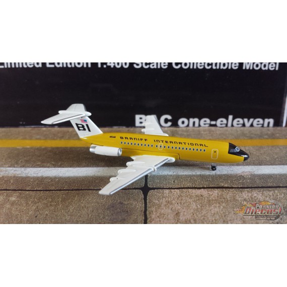 Aeroclassics 1/400 BAC 1-11/111 - Braniff Jelly Bean Yellow / N1548 - Passion Diecast
