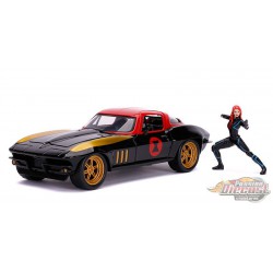 1963 Chevrolet Corvette avec  Figurine Black Widow  -  Jada 1/24 - 31720  - Passion Diecast 