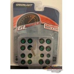 1-64 GL Muscle  Wheel & Tire Pack - 16 Wheels, 16 Tires, 4 Axles (Hobby Exclusive) GREENMACHINE