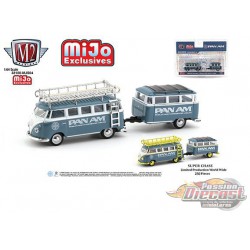 Volkswagen Bus Deluxe avec remorque " PAM AM - M2 Machines 1/64 Auto Trailer Mijo Exclusive - 38100-MJS04 -  Passion Diecast 