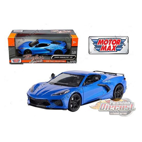 2020 Chevrolet Corvette C8 Stingray Bleu  - Motormax 1/24 - 79360 BL- Passion Diecast 