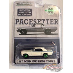 1967 Ford Mustang Coupe Indy Pacesetter Special in Wimbledon White / Scotchlite Stripes- GREENMACHINE 1/64 - 30161GR