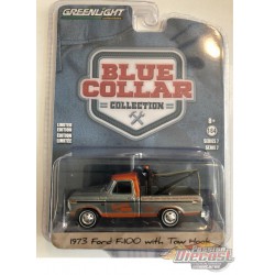 1973 Ford F-100 with Drop in Tow Hook - Blue Collar  Series 7 -GREENMACHINE 1/64, 35160 BGR