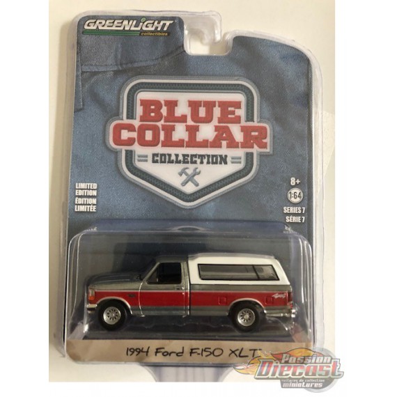 1994 Ford F-150 XLT with Camper Shell in Red and White  - Blue Collar  Series 7 -GREENMACHINE 1/64, 35160 EGR