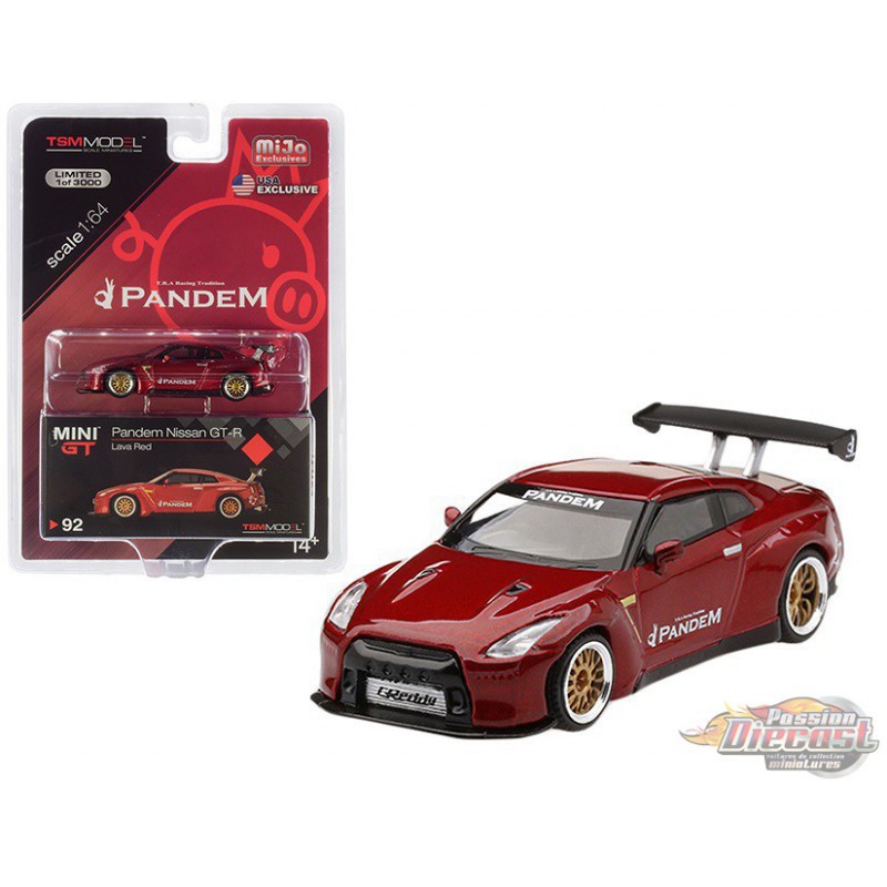 Nissan Gt R R35 Pandem With Gt Wing Lava Red Mini Gt 1 64 Mgt Passion Diecast