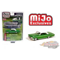 1962 Chevrolet Impala SS Hard Top - Vert / top blanc - Lowriders - Auto World 1/64 MiJo Exclusives - CP7657 - Passion Diecast 