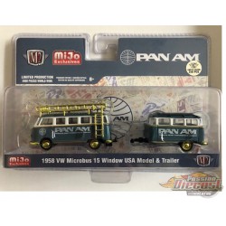 Volkswagen Bus Deluxe avec remorque " PAM AM - M2 Machines 1/64 Auto Trailer Mijo CHASE CAR - 38100-MJS04GR