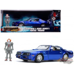 IT - Pontiac Firebird Blue - with Pennywise & Henry Bower's figures -  Jada 1/24 - 31118 - Passion Diecast 