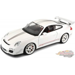 Porsche 911 GT3 RS 4.0 - Blanc avec bande argentée - 1-18 Bburago 18-11036 WH  -  Passion Diecast 