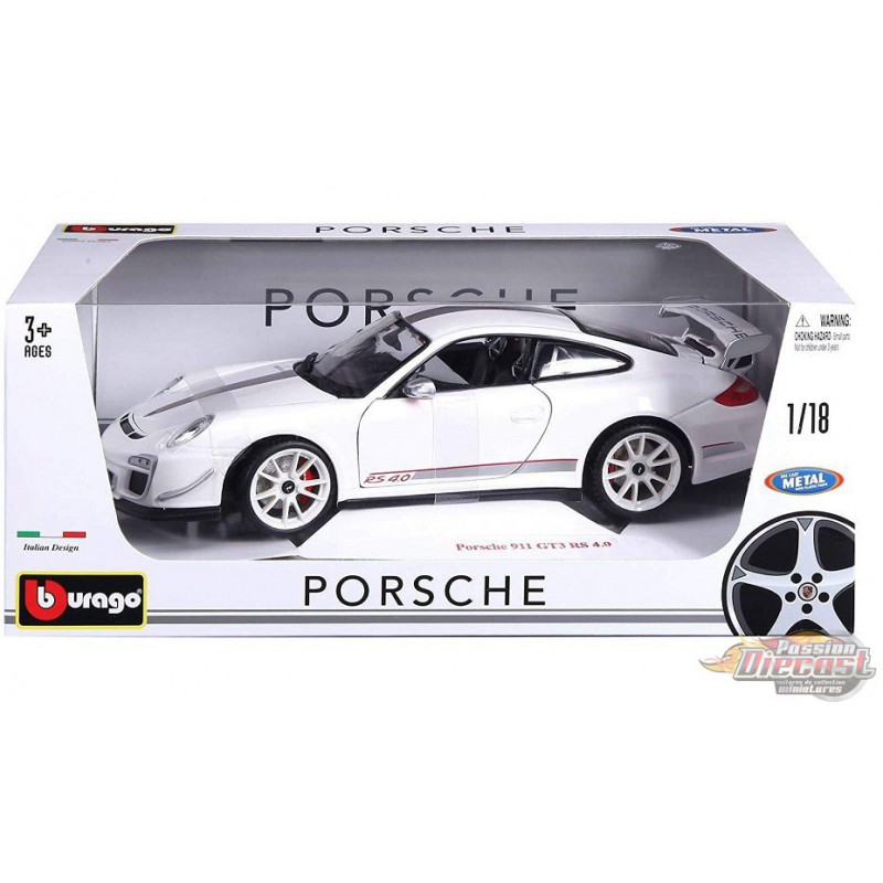 Porsche 911 GT3 RS 4.0 - White with silver stripe - 1-18 Bburago