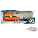 Volkswagen Type 2 (T1) Serivce Pickup avec remorque pétrolière orange/beige- Motormax 1-24 - 79674 MJ