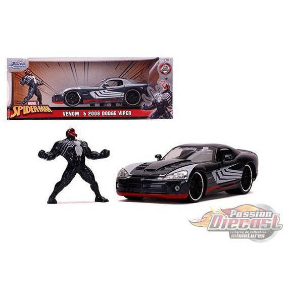 2008 Dodge Viper  Avec Venom  figurine de Marvel Spider-Man -  Jada 1/24  - 31750 - Passion Diecast 