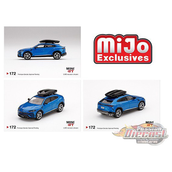 Lamborghini Urus Avec Roof Box Bleu -  MINI GT 1:64 - Usa Exclusive - MGT00172 - Passion Diecast 