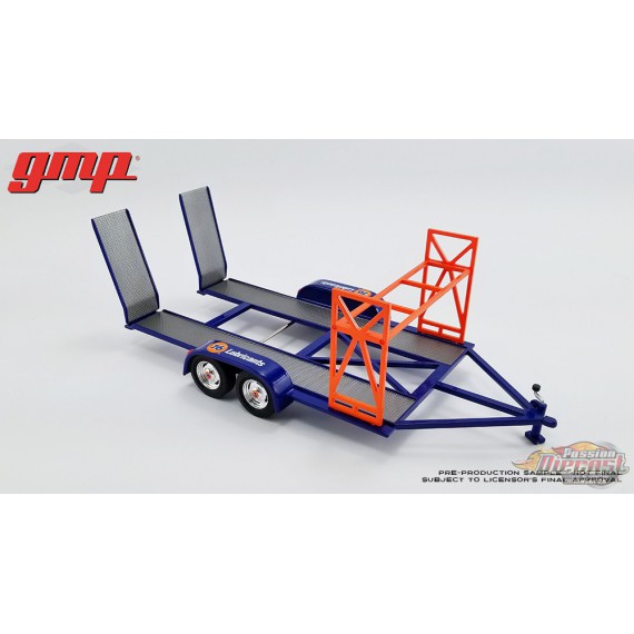 Remorque à voiture Tandem  Union 76  avec Tire Rack - Bleu  GMP 1/18 - 18949