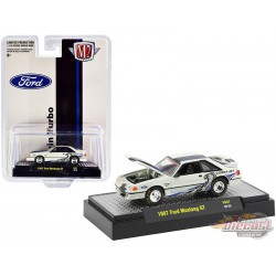 1987 Ford Mustang GT 5.0 Twin Turbo Fox Body  -  M2 Machines 1:64 Hobby Exclusive Detroit Muscle- 31500-HS07 - Passion Diecast 