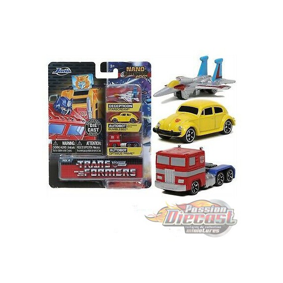 Transformers  set of 3 Hollywood Rides -  Jada Nano - 31761  - Passion Diecast