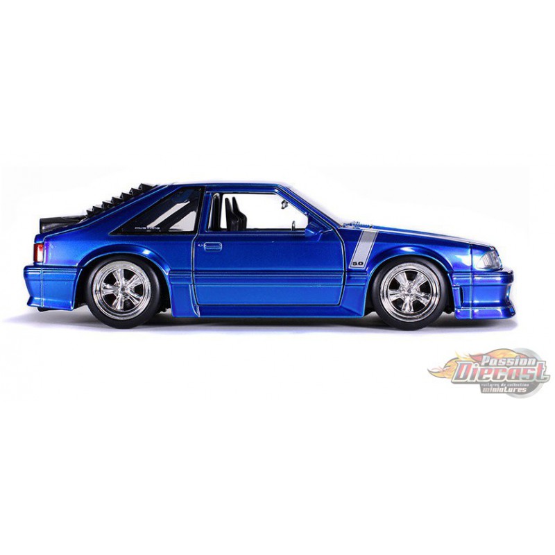 1989 FORD MUSTANG GT BLUE BIGTIME MUSCLE 1/24 DIECAST CAR MODEL BY JADA TOYS
