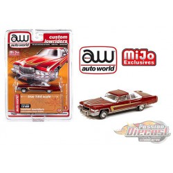 1976 Cadillac Coupe Deville Bourgogne- Lowriders - Auto World 1/64 MiJo Exclusives - CP7661  - Passion Diecast 