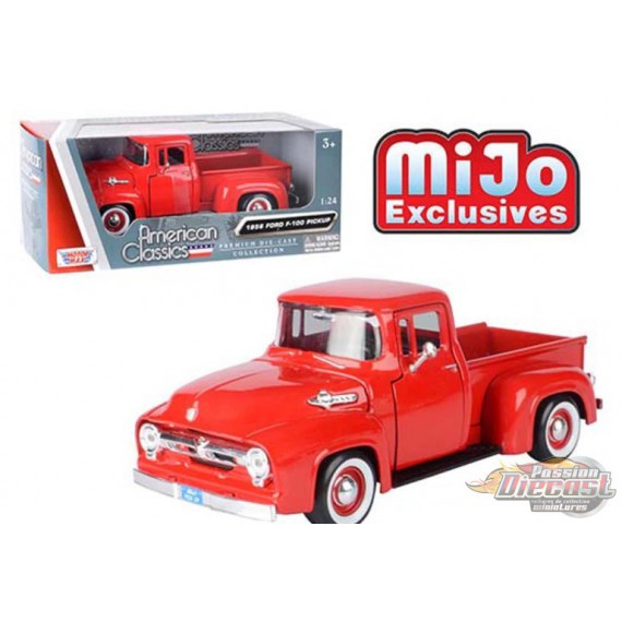 1956 Ford F-100 Pickup Rouge - Motormax 1/24 - 73235 RD  - Passion Diecast 