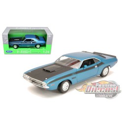 1970 Dodge  Challenger T/A Bleu - Welly 1/24 - 24029 BL  - Passion Diecast 