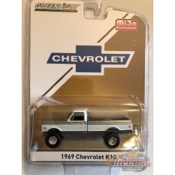 1969 Chevrolet K10 Pickup Truck 4x4 -   Raw  & Blanc  - GREENMACHINE 1/64 - MiJo Exclusives - 51336GR