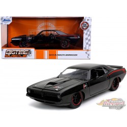 1973 Plymouth Barracuda "Hurst" Black with Red Stripes "Bigtime Muscle"  -  JADA 1/24 -   31460