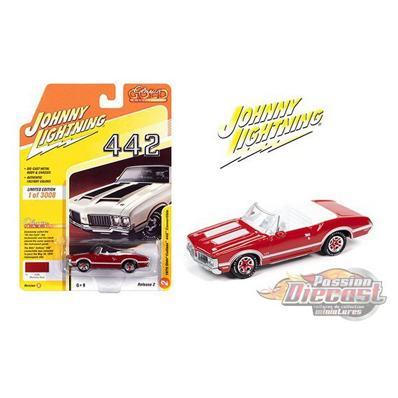 1970 Oldsmobile 442 Convertible Matador Red - Classic Gold Release 2 -  Johnny Lightning 1:64 - JLSP102 B - Passion Diecast 