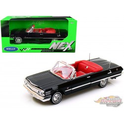 1963 Chevrolet Impala  cabriolet Noire- Welly 1/24 - 22434 BK  - Passion Diecast 