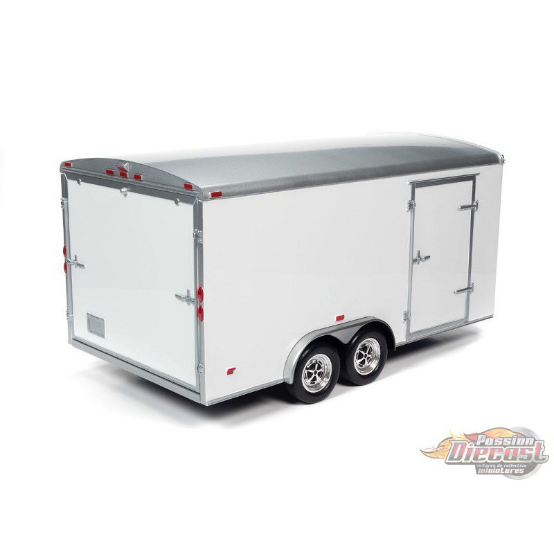 Four Wheel Enclosed Trailer White with Silver Top - Auto World