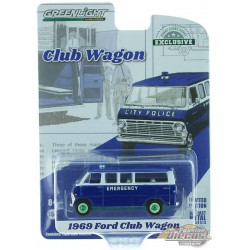 1969 Ford Club Wagon - City Police Emergency  - GREENMACHINE 1/64  Hobby Exclusive - 30209GR