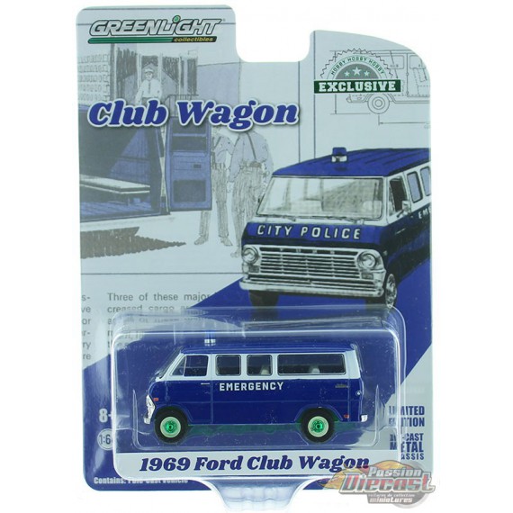 1969 Ford Club Wagon - City Police Emergency  - GREENMACHINE 1/64  Hobby Exclusive - 30209GR
