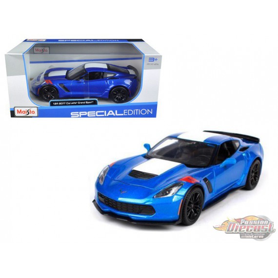 2017 Chevrolet Corvette Grand Sport Bleu  - Maisto 1/24 - 31516 BL - Passion Diecast 