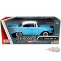 1957 Chevrolet Bel Air Light Blue with White Top - Motormax 1/24 73228 BLWH