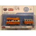 1959 Volkswagen Bus  Double Cab Camper With Trailer - SUPER CHASE CAR M2 Machines 1/64 Auto Trailer - 38100 MJS03GR