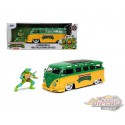 Ninja Turtle -  1962 Volkswagen Bus avec figurine Leonardo -  Jada 1-24 - 31786