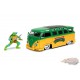 Ninja Turtle - 1962 Volkswagen Bus &  Leonardo  figure -  Jada 1-24 - 31786  - Passion Diecast 