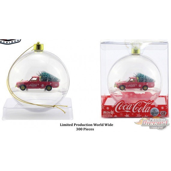 1976 Datsun 620 Pick Up  with tree - Coca-Cola Ornament- Candy Red/White - M2 Machines 1:64 MiJo CHASE CAR - 53500 MJS03GR