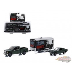 Ford F-150 and 1968 Ford Mustang GT with Enclosed Car Hauler  "Bullitt" Movie - Greenlight 1/64 - 51007  - Passion Diecast 